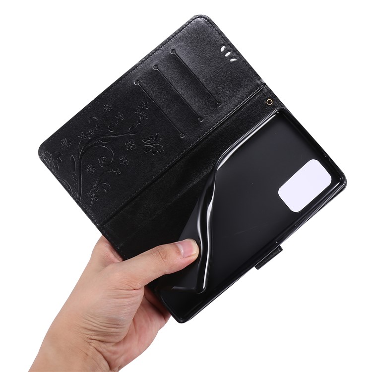 Butterfly Flower Imprinting Wallet Stand Leather Phone Case for Samsung Galaxy Note 20 / Note 20 5G - Black-7