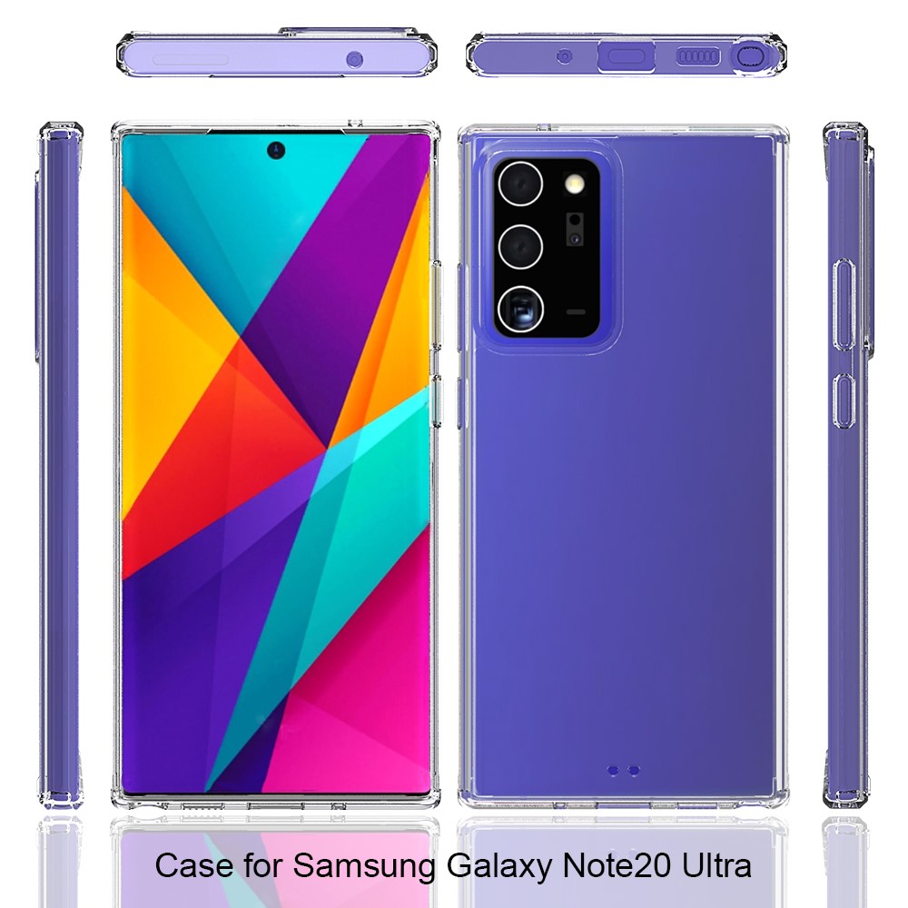 Anti-Scratch Ultra Clear Acrylic + Colorful TPU Edge Hybrid Case for Samsung Galaxy Note20 Ultra/Note20 Ultra 5G - Transparent-2