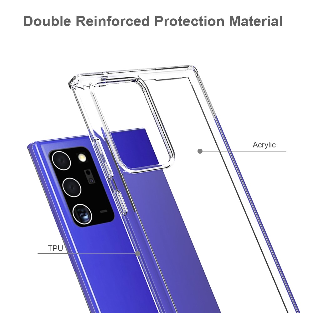 Anti-Scratch Acrílico Ultra Claro + Colorido TPU Borda Híbrida Caso Para Samsung Galaxy Note20 Ultra / Note20 Ultra 5G - Transparente