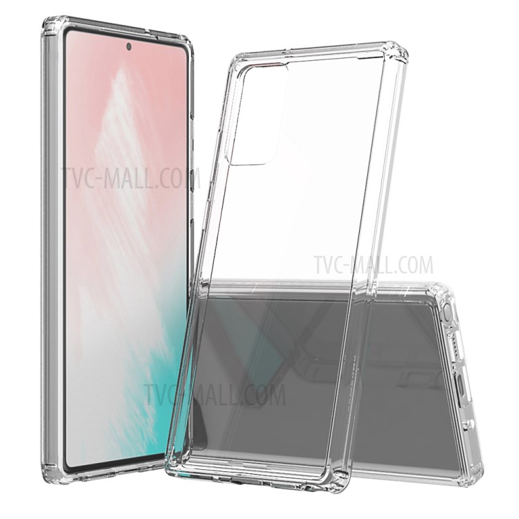 Hard Acrylic Back + Colorful Soft TPU Edge Anti-Scratch Hybrid Case for Samsung Galaxy Note 20/Note 20 5G - Transparent-1