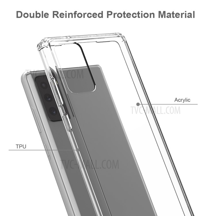 Hard Acrylic Back + Colorful Soft TPU Edge Anti-Scratch Hybrid Case for Samsung Galaxy Note 20/Note 20 5G - Transparent-3