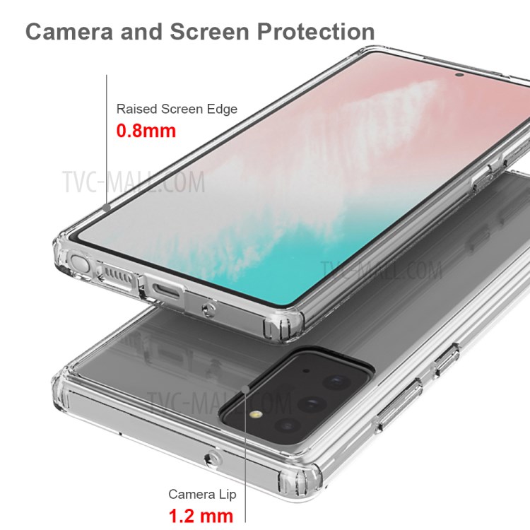 Hard Acrylic Back + Colorful Soft TPU Edge Anti-Scratch Hybrid Case for Samsung Galaxy Note 20/Note 20 5G - Transparent-5