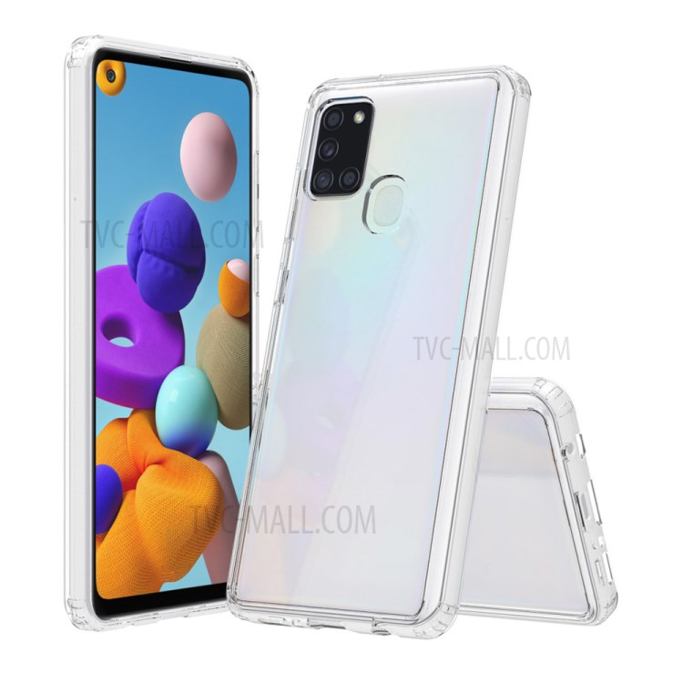 Super Thin and Slim Hard Acrylic Back + Soft TPU Edge Anti-Scratch Hybrid Case for Samsung Galaxy A21s - Transparent-1
