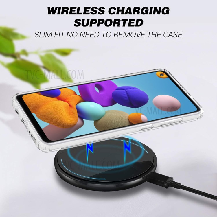 Super Thin and Slim Hard Acrylic Back + Soft TPU Edge Anti-Scratch Hybrid Case for Samsung Galaxy A21s - Transparent-4