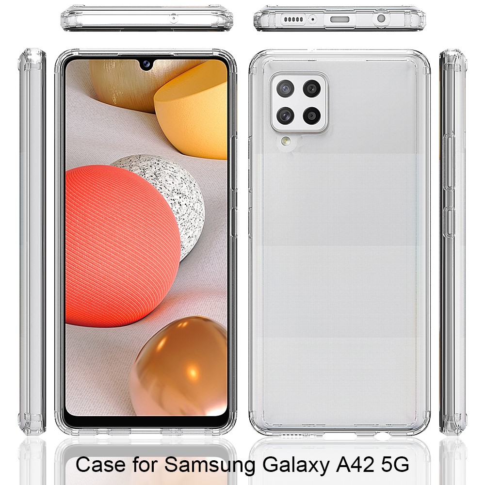Anti-Scratch Hard Acrylic Back + Soft TPU Edge Super Slim Crystal Clear Hybrid Case for Samsung Galaxy A42 5G - Transparent-2