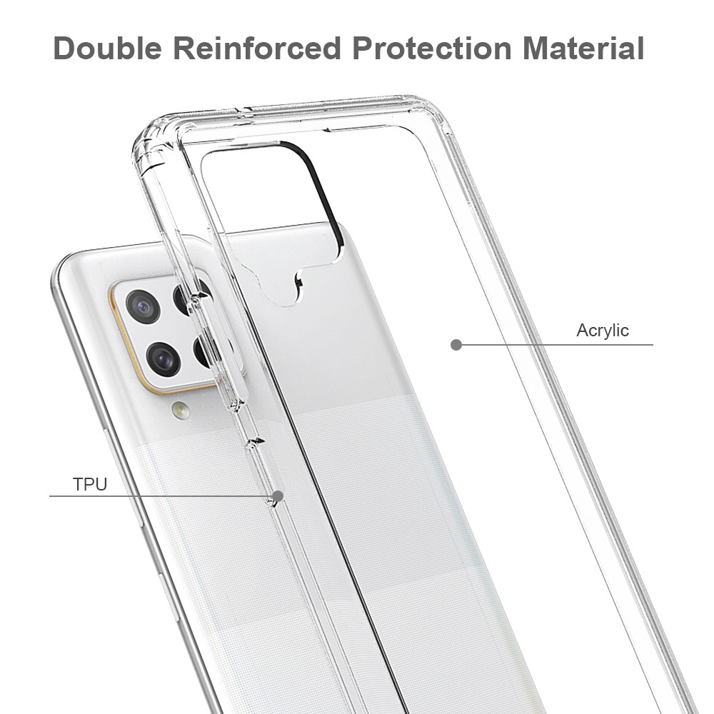 Anti-Scratch Hard Acrylic Back + Soft TPU Edge Super Slim Crystal Clear Hybrid Case for Samsung Galaxy A42 5G - Transparent-3