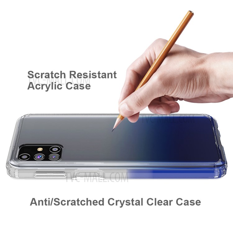 Anti-Scratch Ultra Slim Crystal Clear Acrylic + TPU Hybrid Case for Samsung Galaxy M31s - Transparent-3
