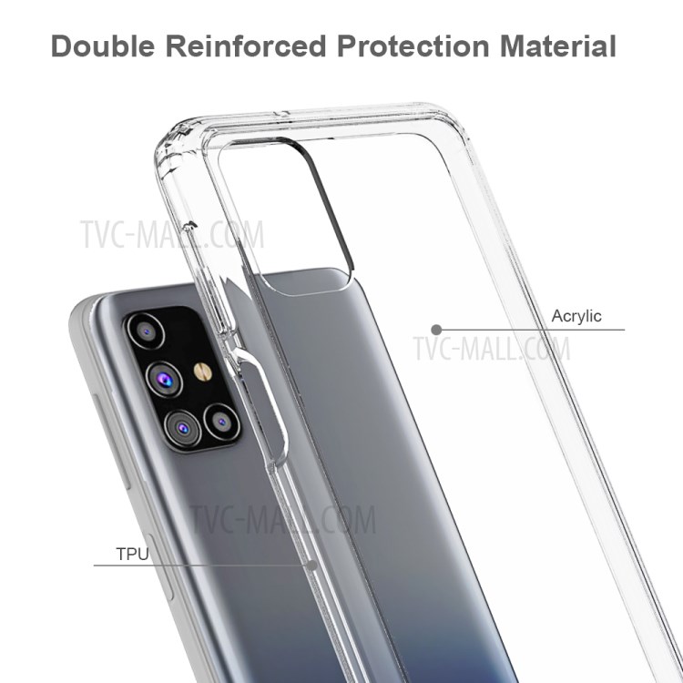 Anti-Scratch Ultra Slim Crystal Clear Acrylic + TPU Hybrid Case for Samsung Galaxy M31s - Transparent-6