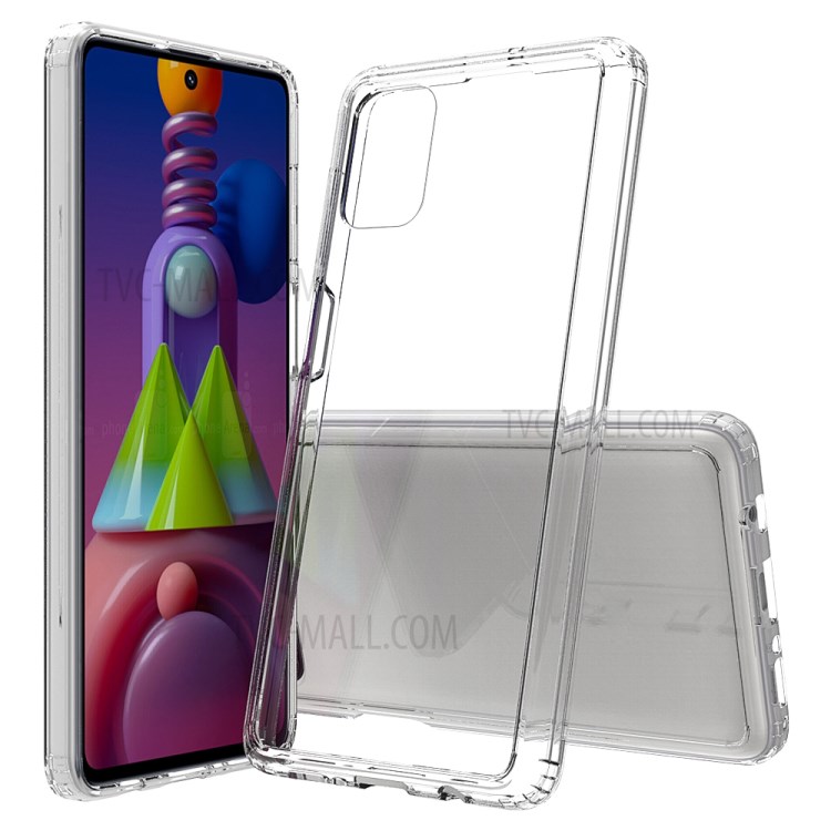 Shock Absorption Crystal Clear Acrylic + TPU Anti-Scratch Hybrid Case for Samsung Galaxy M51 (Side Fingerprint Version) - Transparent-1