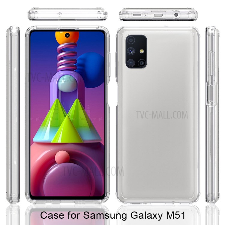 Shock Absorption Crystal Clear Acrylic + TPU Anti-Scratch Hybrid Case for Samsung Galaxy M51 (Side Fingerprint Version) - Transparent-2