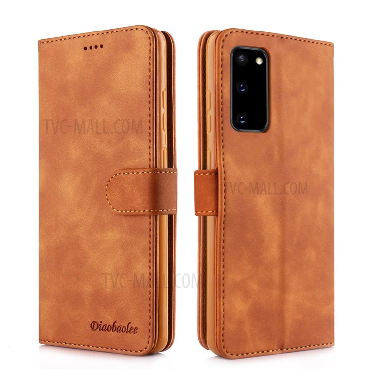 DIAOBAOLEE Stylish Folio Flip Leather Wallet Case for Samsung Galaxy S20 FE/S20 Fan Edition/S20 FE 5G/S20 Fan Edition 5G/S20 Lite - Brown-1