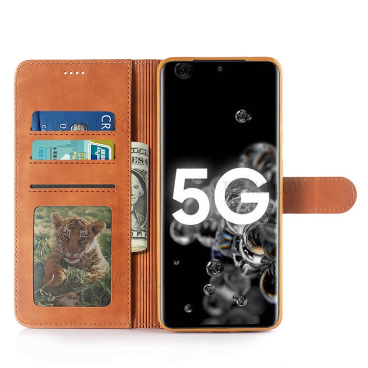 DIAOBAOLEE Stylish Folio Flip Leather Wallet Case for Samsung Galaxy S20 FE/S20 Fan Edition/S20 FE 5G/S20 Fan Edition 5G/S20 Lite - Brown-4