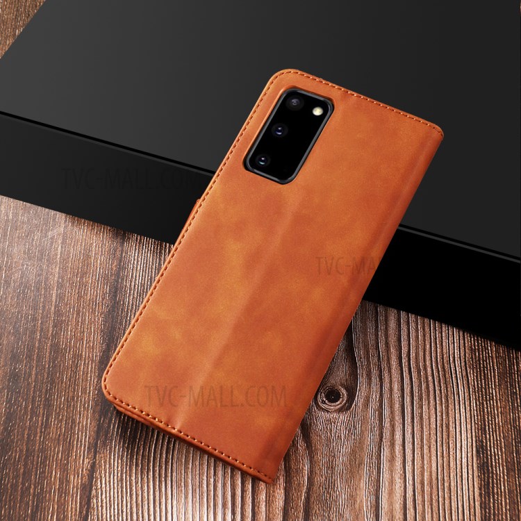 DIAOBAOLEE Stylish Folio Flip Leather Wallet Case for Samsung Galaxy S20 FE/S20 Fan Edition/S20 FE 5G/S20 Fan Edition 5G/S20 Lite - Brown-8