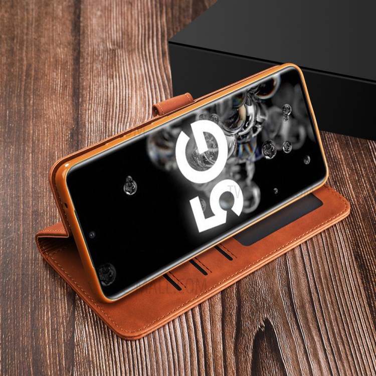 DIAOBAOLEE Stylish Folio Flip Leather Wallet Case for Samsung Galaxy S20 FE/S20 Fan Edition/S20 FE 5G/S20 Fan Edition 5G/S20 Lite - Brown-9