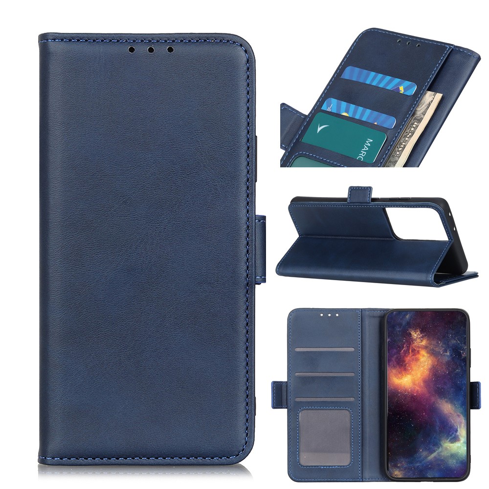 Protective Stand Magnetic Closure Leather Phone Shell for Samsung Galaxy S30 Ultra - Blue-1