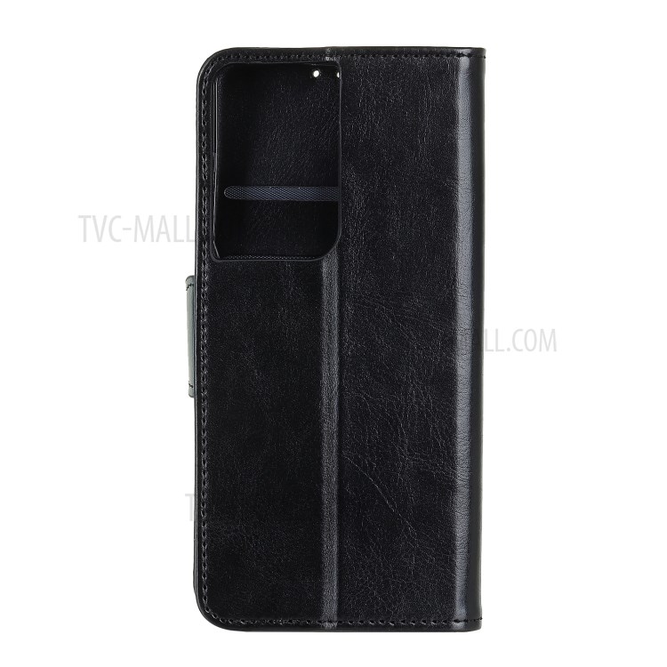 Crazy Horse Skin Leather Flip Case with Wallet and Stand for Samsung Galaxy S30 Ultra - Black-4