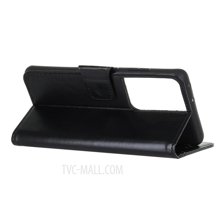 Crazy Horse Skin Leather Flip Case with Wallet and Stand for Samsung Galaxy S30 Ultra - Black-5