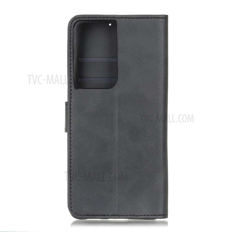 Stand Wallet PU Leather Cell Phone Case for Samsung Galaxy S21 Ultra - Black-10