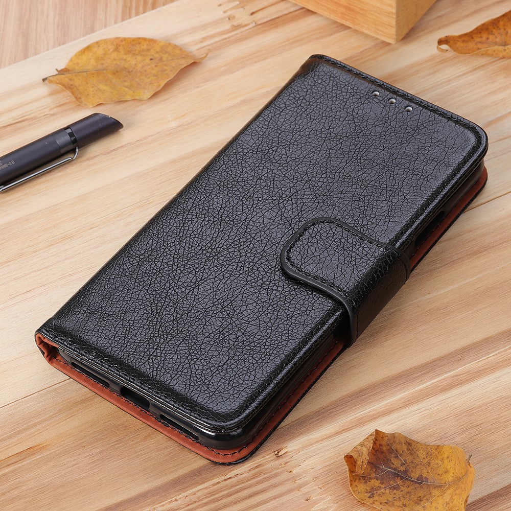 Наппа Текстура Расколотая Кожаная Кошелька Flip Case Для Samsung Galaxy S21 5G/S21 4G - Черный-10