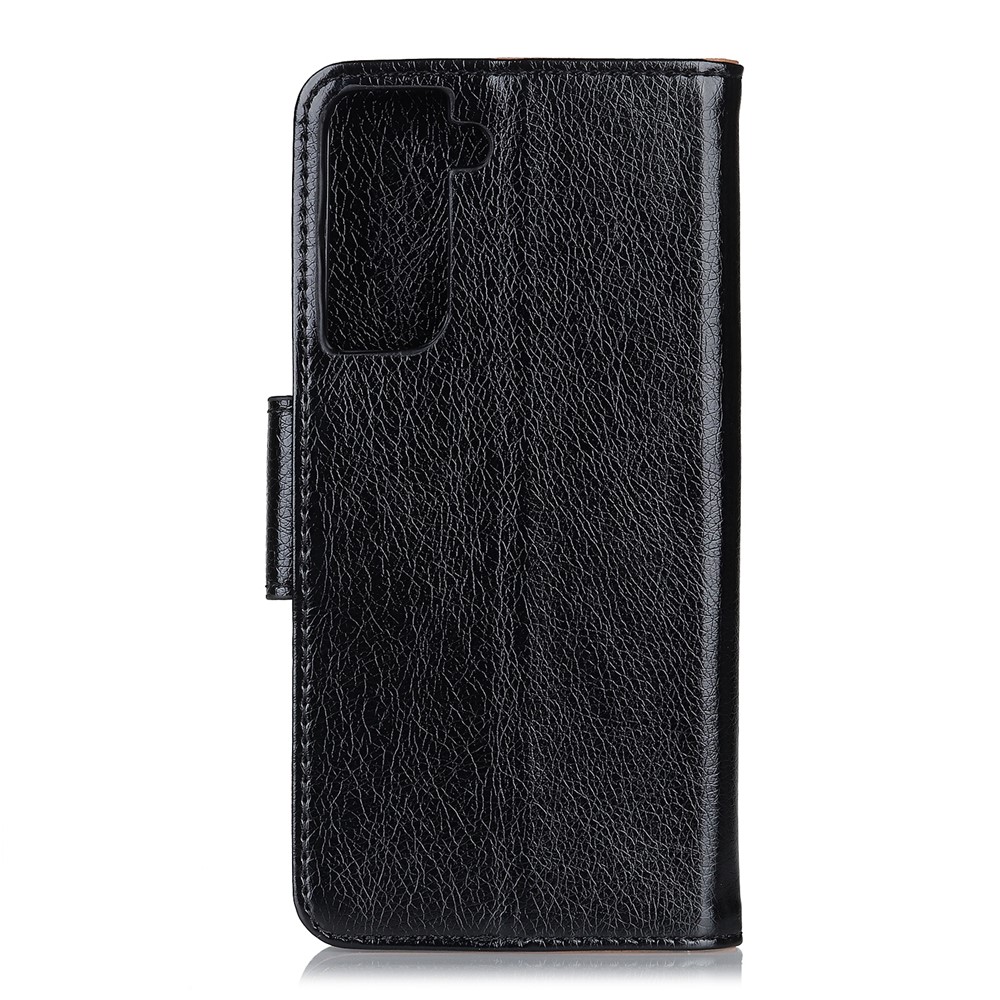 Наппа Текстура Расколотая Кожаная Кошелька Flip Case Для Samsung Galaxy S21 5G/S21 4G - Черный-11