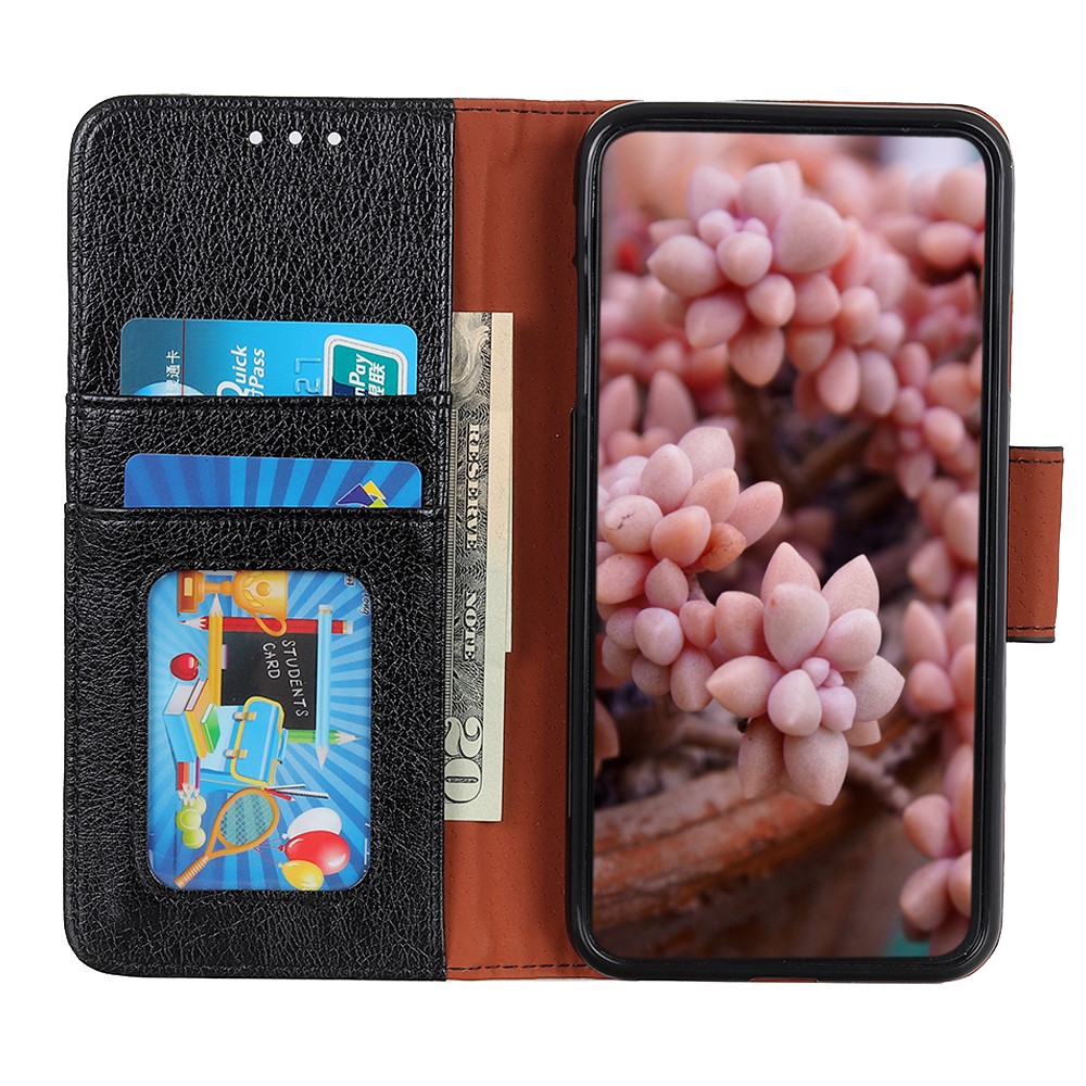 Наппа Текстура Расколотая Кожаная Кошелька Flip Case Для Samsung Galaxy S21 5G/S21 4G - Черный-3