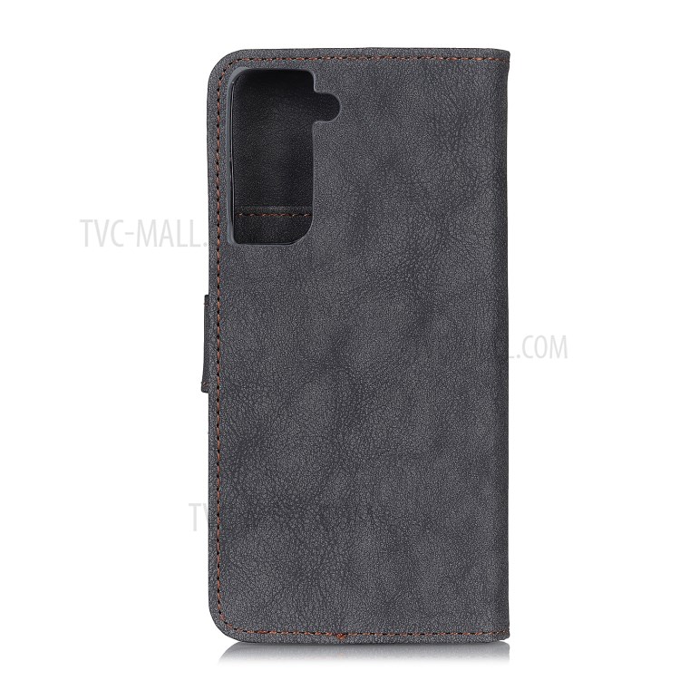 KHAZNEH Retro Split Leather Wallet Phone Case for Samsung Galaxy S30+ - Black-3
