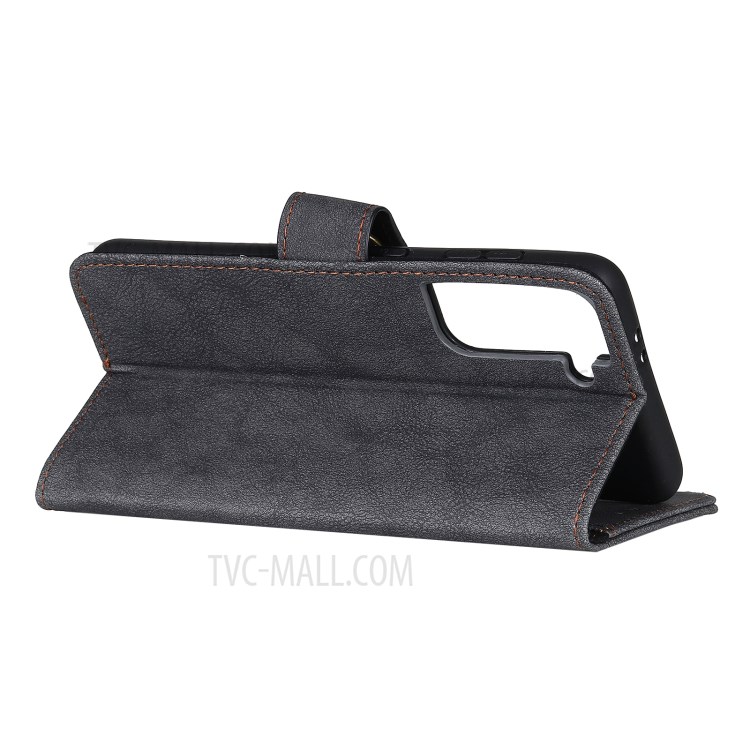 KHAZNEH Retro Split Leather Wallet Phone Case for Samsung Galaxy S30+ - Black-4
