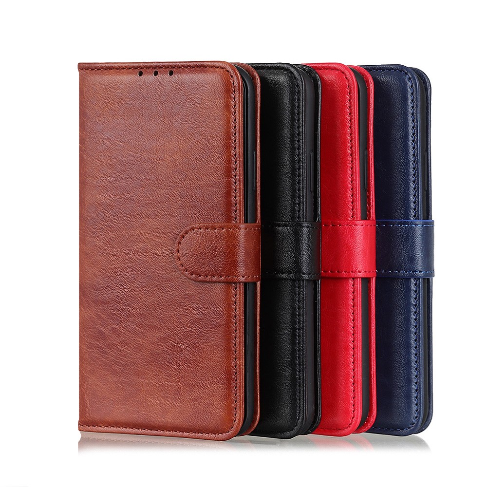 Crazy Horse Wallet Stand Кожаная Крышка Фолио Для Samsung Galaxy S21 Plus - Черный