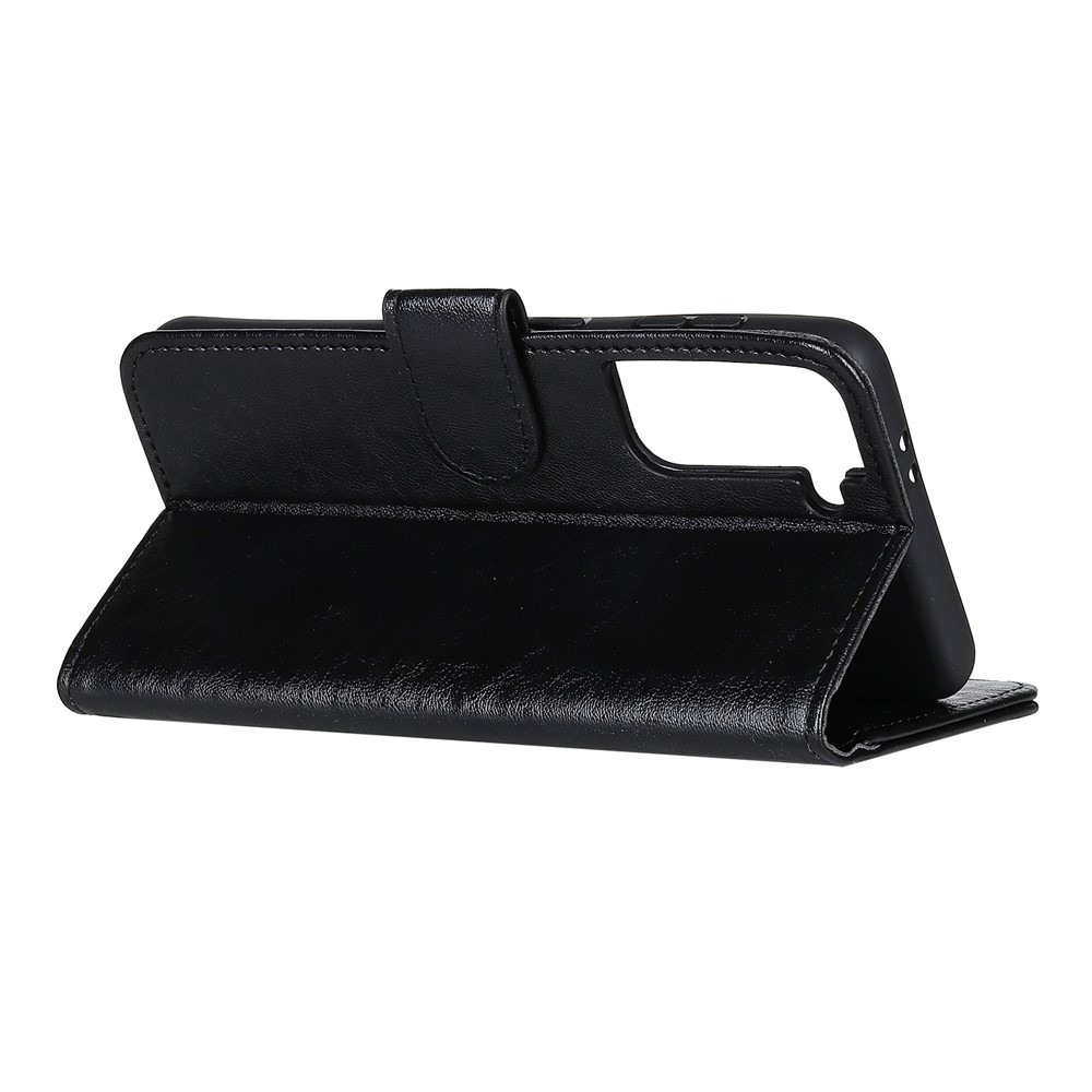 Crazy Horse Wallet Stand Кожаная Крышка Фолио Для Samsung Galaxy S21 Plus - Черный-4