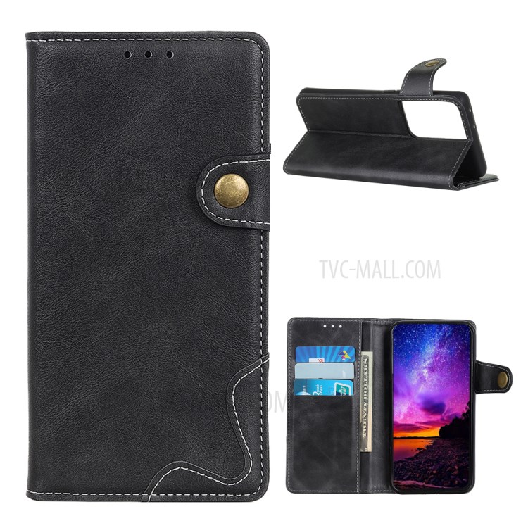 S Shape Textured Leather Protective Cover with Stand Wallet for Samsung Galaxy S30 Ultra - Black-1