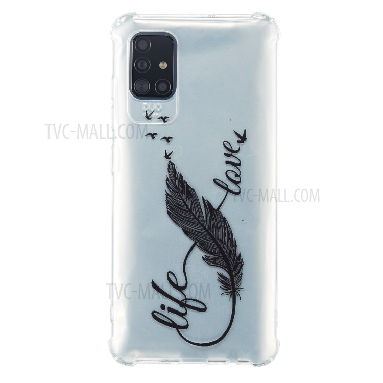 Shockproof Pattern Printing TPU Case for Samsung Galaxy A41 (Global Version) - Feather-1