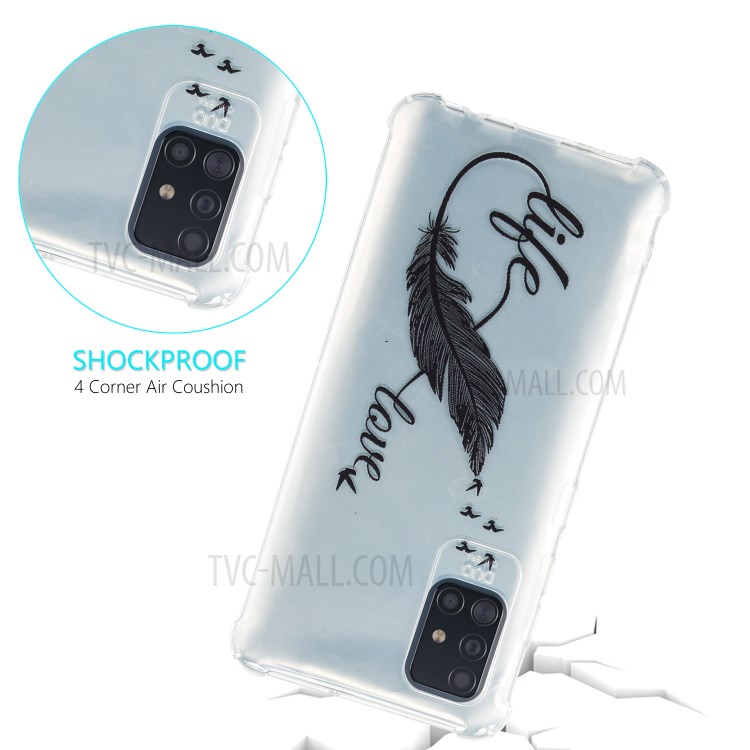 Shockproof Pattern Printing TPU Case for Samsung Galaxy A41 (Global Version) - Feather-2