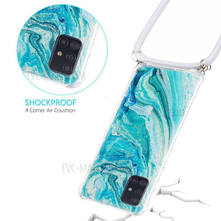 Padrão À Prova De Choque Impressão TPU Shell Com Cordão De Têxteis Para Samsung Galaxy A51 SM-A515 - Textura Marmorizante-2