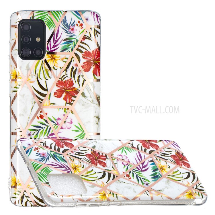 Splicing Electroplating IMD TPU Shell for Samsung Galaxy A51 SM-A515 Mobile Phone Case - Style A-1