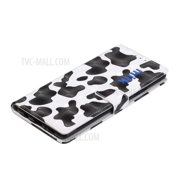 3D Pattern Printing Leather Wallet Shell with Adjustable Lanyard for Samsung Galaxy A51 SM-A515 - Black/White-6