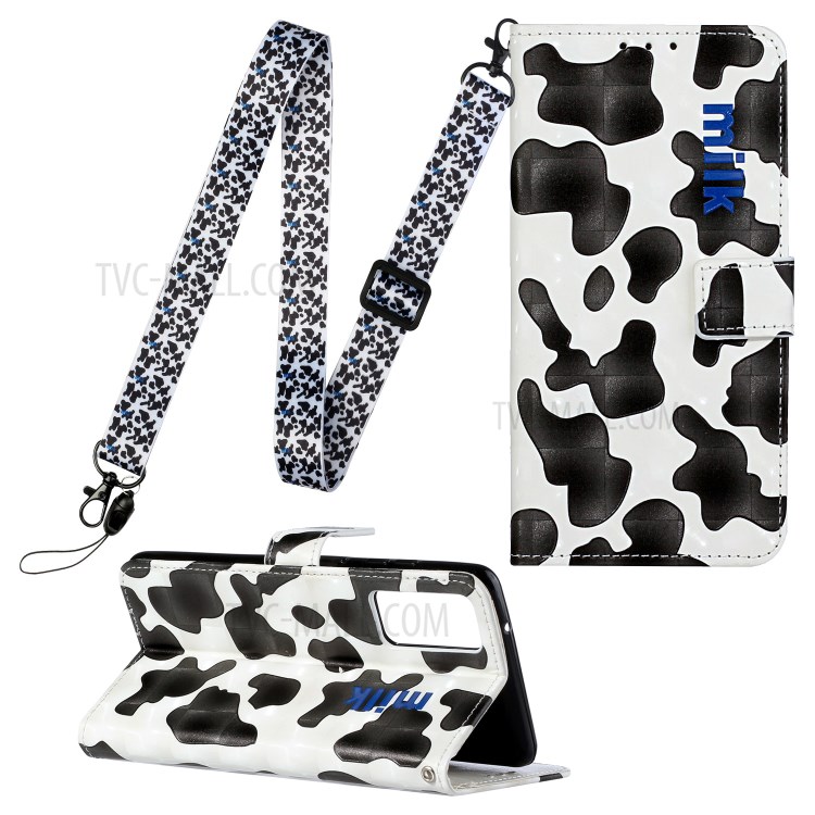 Pattern Printing Leather Protector with Hanging Strap for Samsung Galaxy S20 Plus/S20 Plus 5G Stand Case - Black/White-1