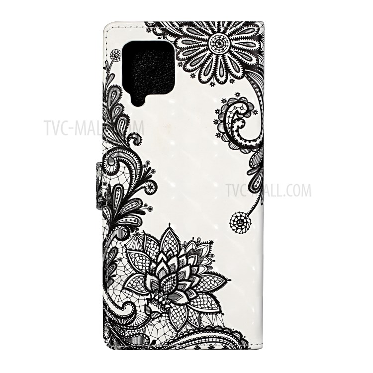 Light Spot Decor Pattern Printing for Samsung Galaxy A42 5G Wallet Stand Leather Phone Case - Lace Flower-2