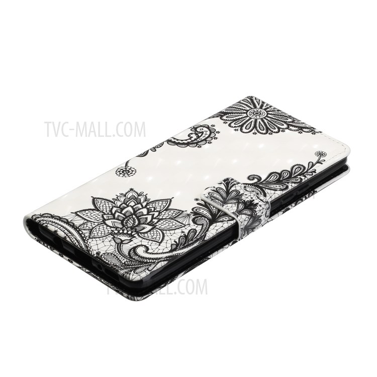 Light Spot Decor Pattern Printing for Samsung Galaxy A42 5G Wallet Stand Leather Phone Case - Lace Flower-4
