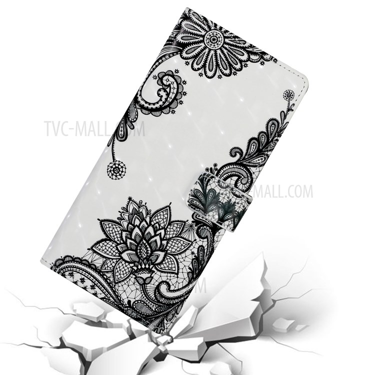 Light Spot Decor Pattern Printing for Samsung Galaxy A42 5G Wallet Stand Leather Phone Case - Lace Flower-5