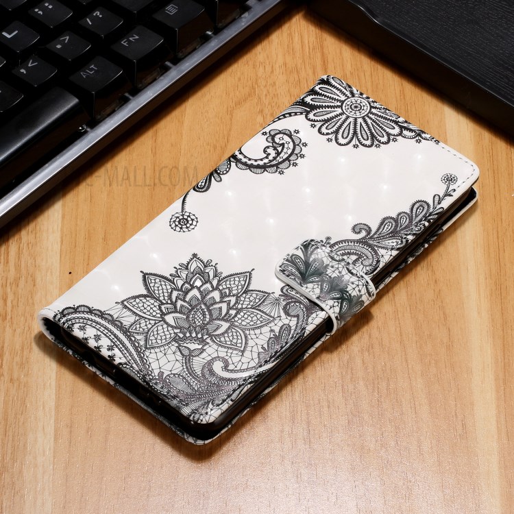 Light Spot Decor Pattern Printing for Samsung Galaxy A42 5G Wallet Stand Leather Phone Case - Lace Flower-7