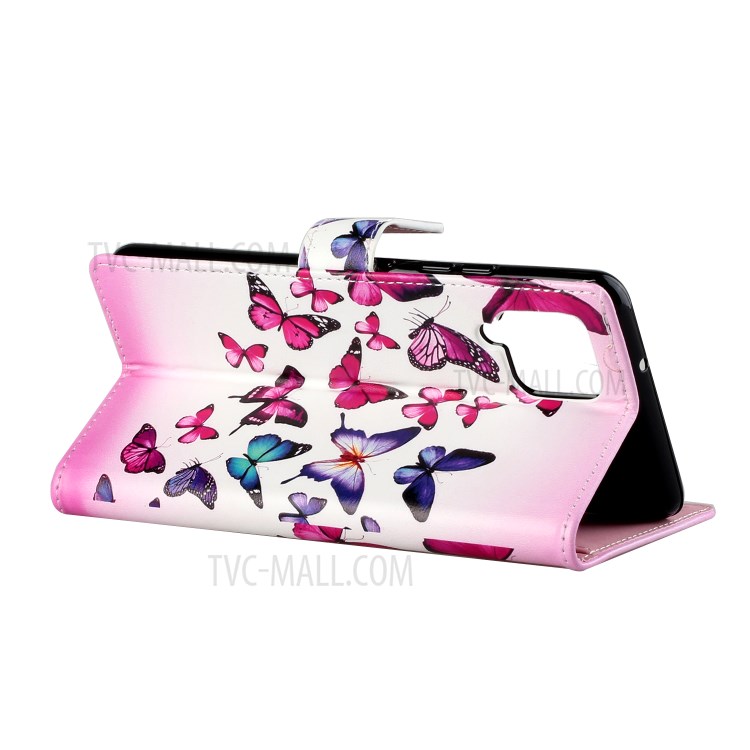 For Samsung Galaxy A42 5G Pattern Printing Wallet Stand Leather Phone Case - Colorful Butterfly-3