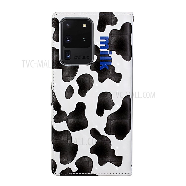 3D Pattern Printing Leather Case Wallet Shell with Adjustable Lanyard for Samsung Galaxy S20 Ultra - Black/White-4