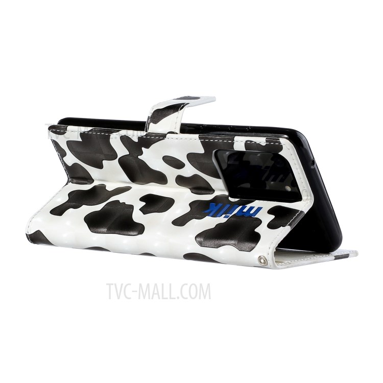 3D Pattern Printing Leather Case Wallet Shell with Adjustable Lanyard for Samsung Galaxy S20 Ultra - Black/White-5