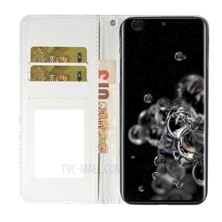 3D Pattern Printing Leather Case Wallet Shell with Adjustable Lanyard for Samsung Galaxy S20 Ultra - Black/White-8