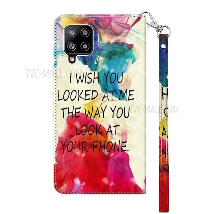Unique Pattern Printing Wallet Stand Leather Casing with Lanyard for Samsung Galaxy A42 5G - English Letters-4