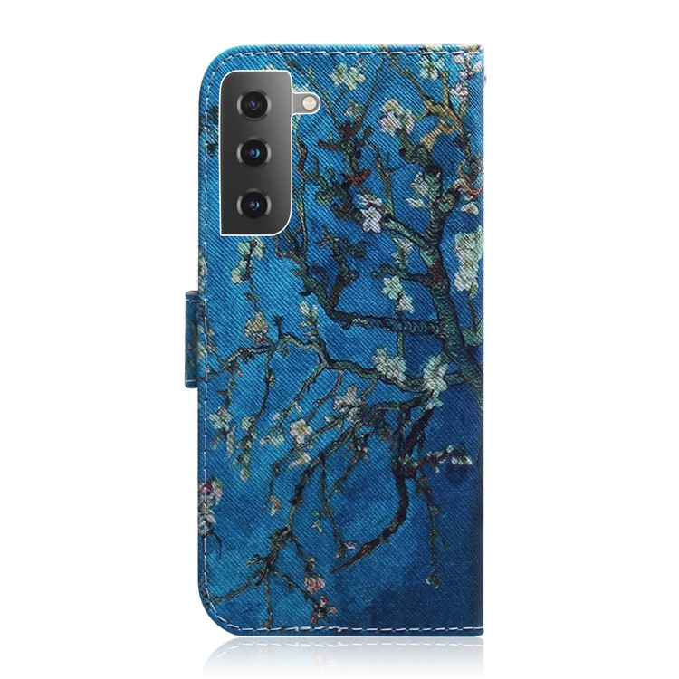 Impresión de Patrones PU Cuero de Cuero Protección de Protección Para Samsung Galaxy S21 5G/S21 4G - Flor Vívida