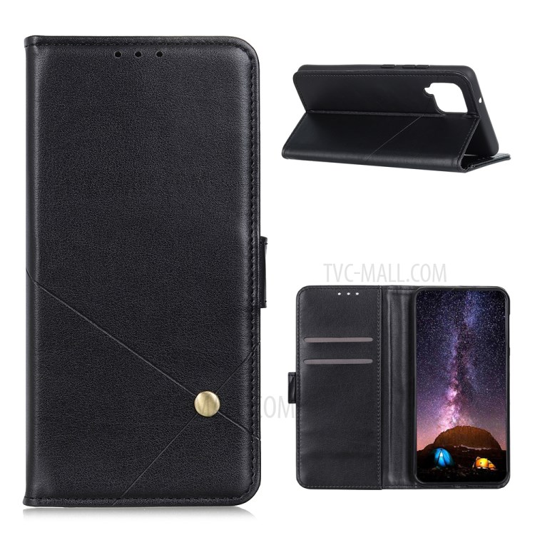 PU Leather Phone Protective Cover Wallet Stand Shell for Samsung Galaxy A12 - Black-1