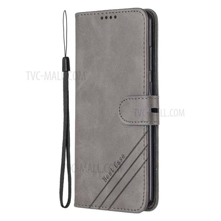 Classic Wallet Leather Stand Phone Protective Case Cover for Samsung Galaxy M51 - Grey-2