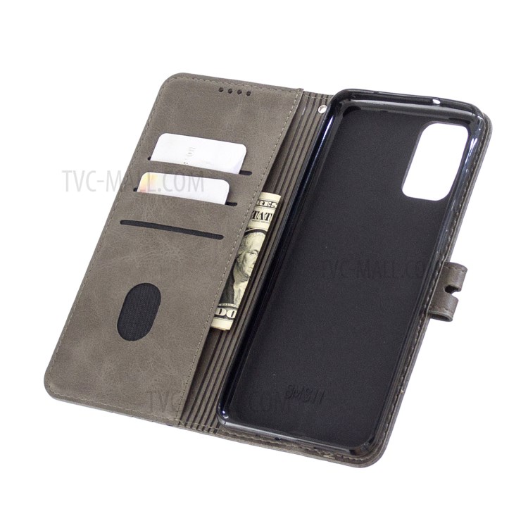 Classic Wallet Leather Stand Phone Protective Case Cover for Samsung Galaxy M51 - Grey-5