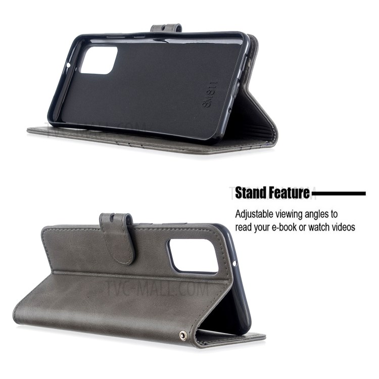 Classic Wallet Leather Stand Phone Protective Case Cover for Samsung Galaxy M51 - Grey-6